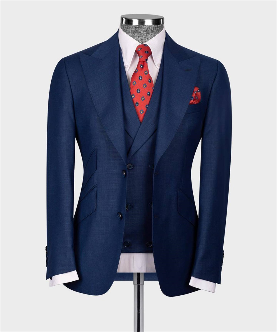 Men Formal Wear Blue - Elegante Marineblauwe Klassieke Bruiloft Smoking 3