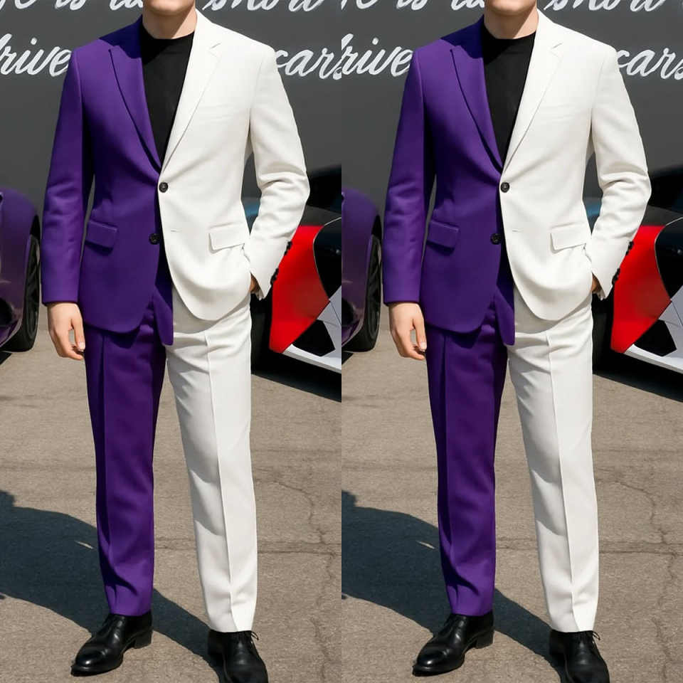 Men Formal Wear Purple - Formele zakenlieden smokings 2-delig op maat