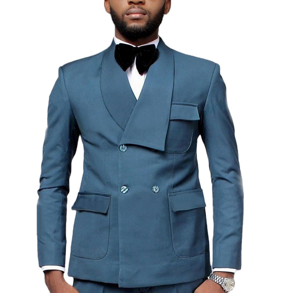 Men Formal Wear Blue - Nieuwste Ontwerp Double Breasted Lake Blue