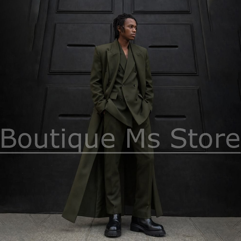 Men'S Hip Formal Wear - Mannen Lange Pak Driedelig Oversized Double