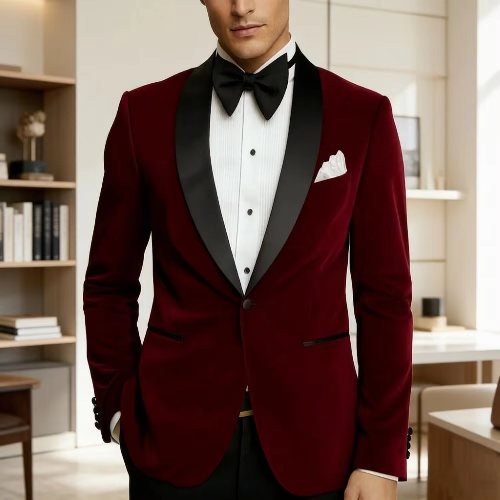 Formal Wear For Men Black Suit - Heren fluwelen slim fit pakken 1-delig