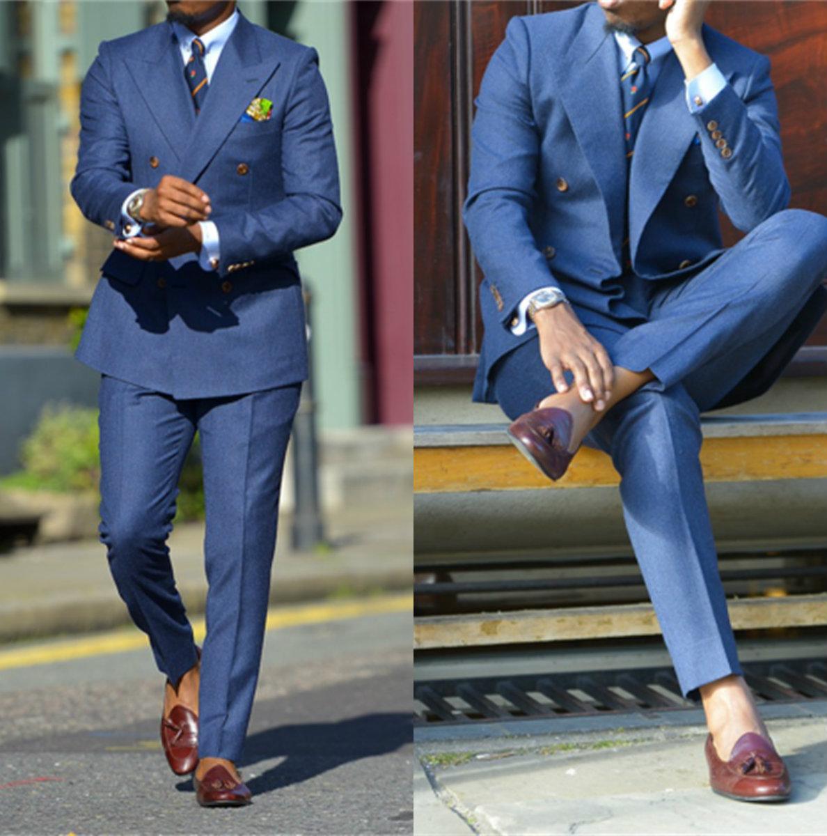 Men Formal Wear Blue - Donkerblauw Formele Heren Pakken Twee Stukken