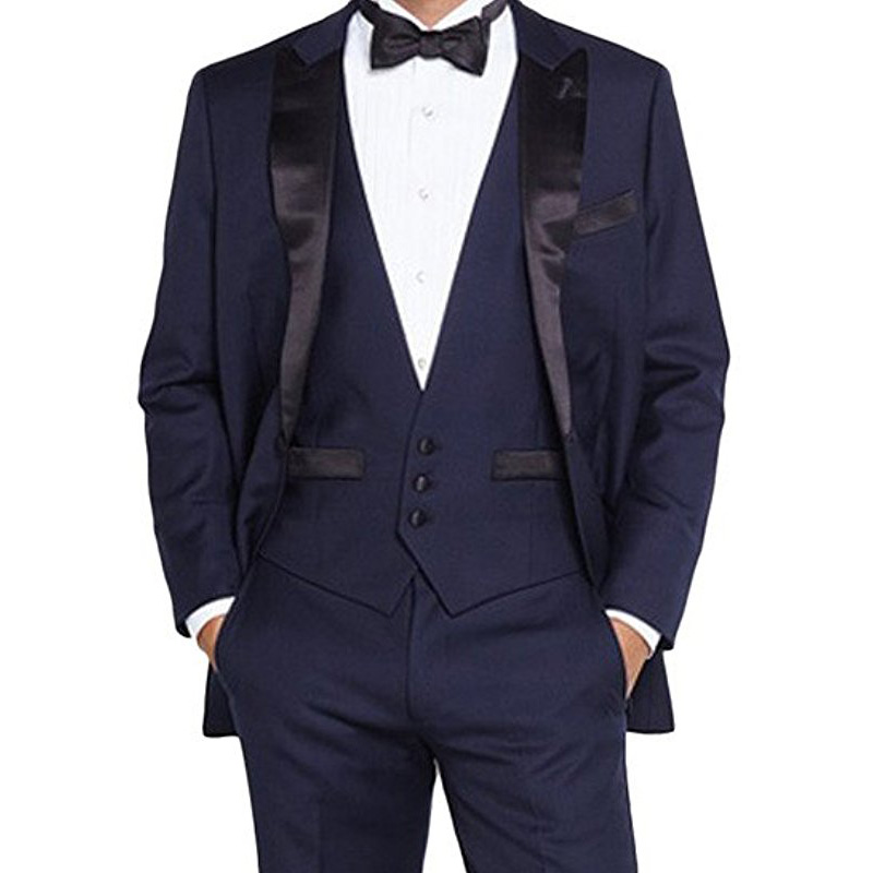 Men Formal Wear Blue - Marineblauwe bruiloft bruidsjonkers smoking bruidegom dragen