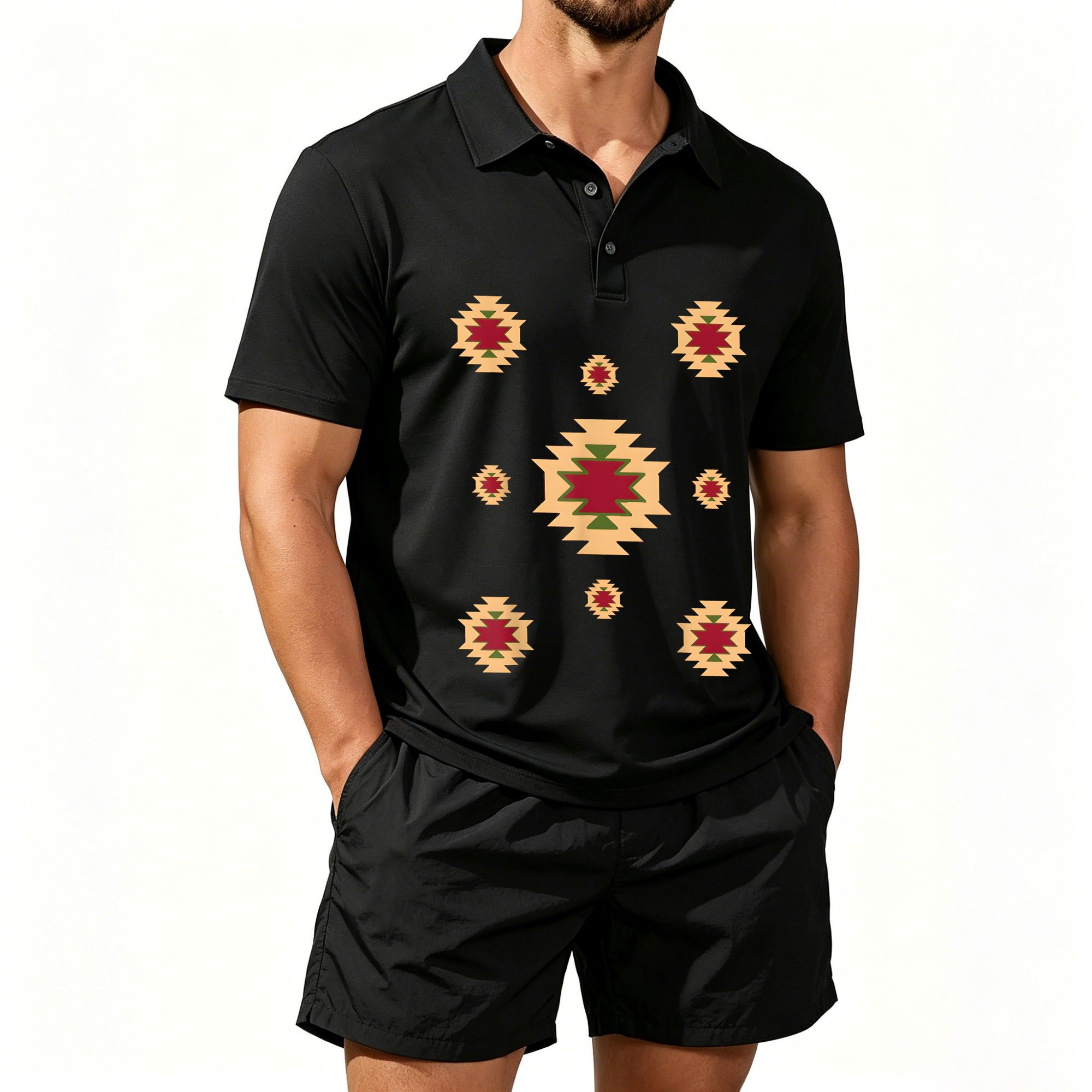 Men'S Ethnic & Formal Designer Wear Studio S - Set poloshirts met korte mouwen voor