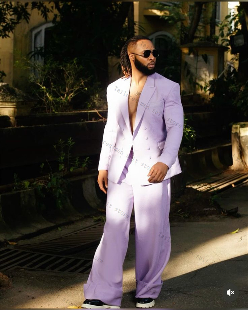 Men Formal Wear Purple - Lavendel Paars Mannen Pakken Broek Set