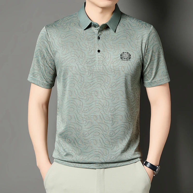 Men'S Polo Formal Wear - Heren Business Formele Geprinte Poloshirt Korte