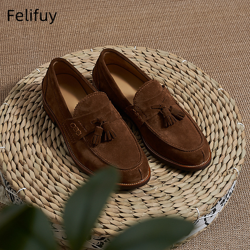 Men'S Formal Wear - Nieuwe bruine heren platte loafers van