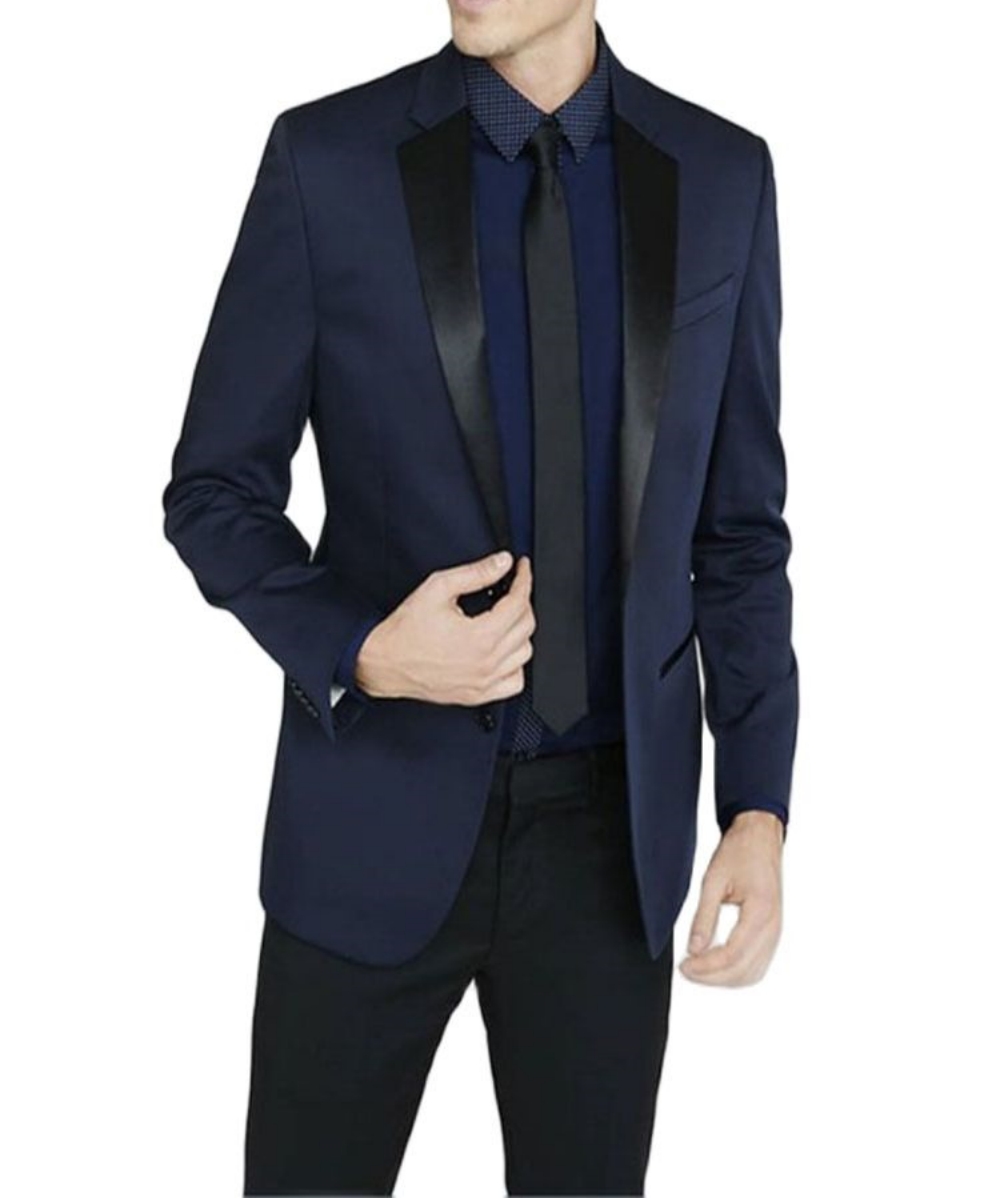 Men Formal Wear Blue - Nieuwste Bruidsjonkers Notch Zwarte Revers Bruidegom