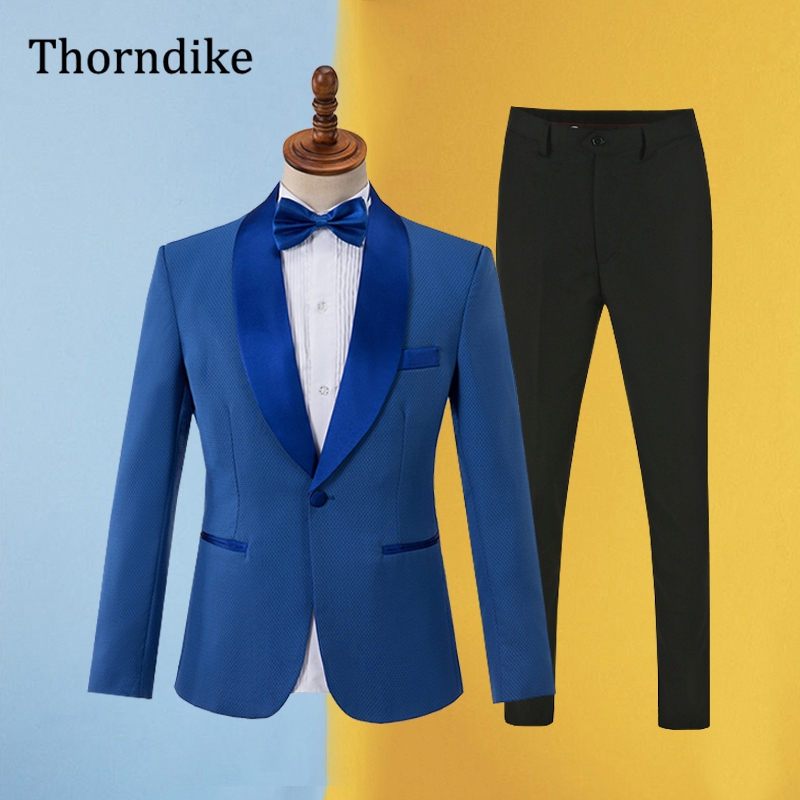 Men Formal Wear Blue - Gwenhwyfar blauw pak heren 2025, nieuwe