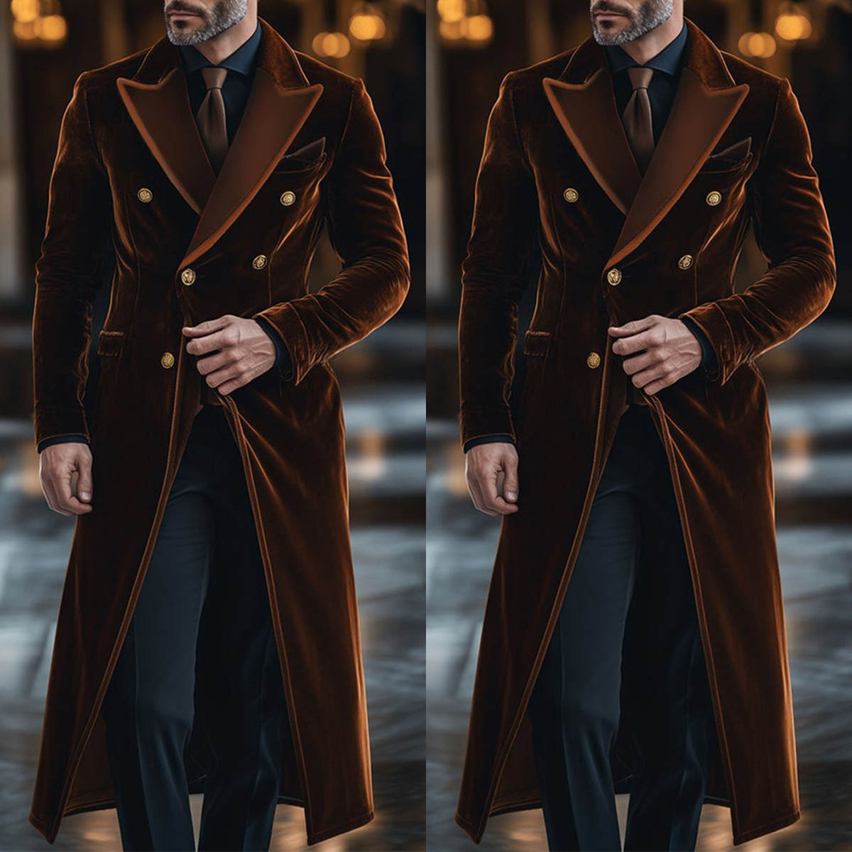 Bruin fluwelen heren lange jas - Men'S Formal Wear Waistcoat recensie en prijs
