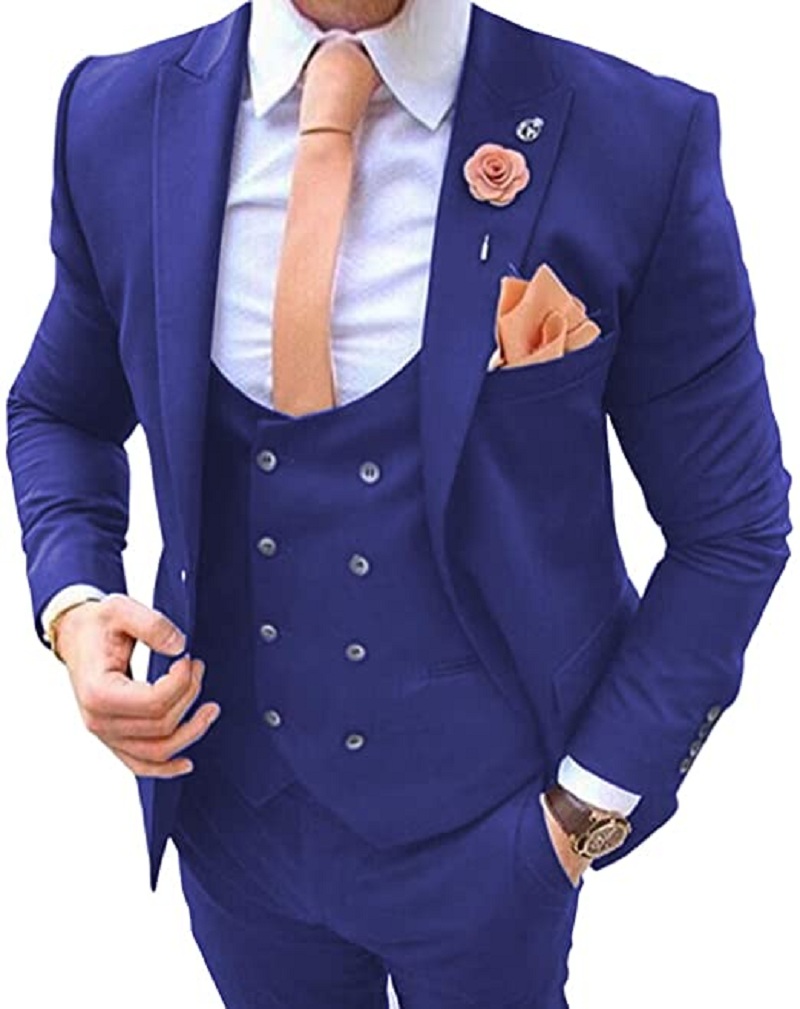 Marineblauwe Herenpakken 3-del - Men Formal Wear Blue recensie en prijs