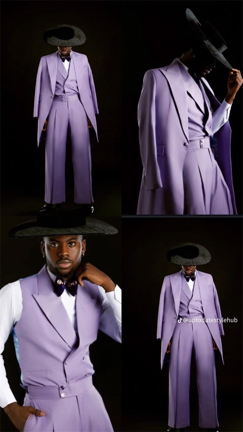 Paarse Mannen Pak Set 3 Stuk L - Men Formal Wear Purple recensie en prijs