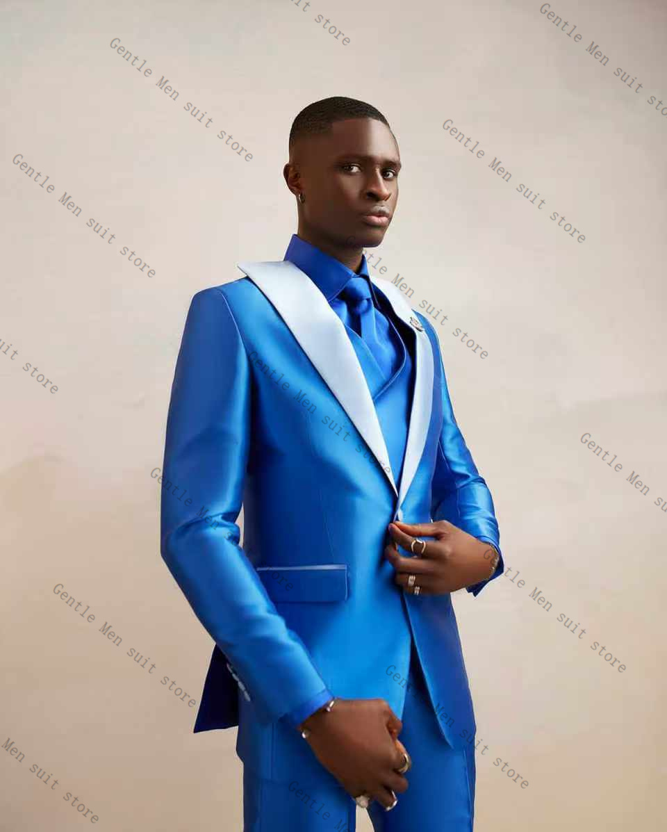 Lichtblauw Satijn Mannen Pak S - Men Formal Wear Blue recensie en prijs