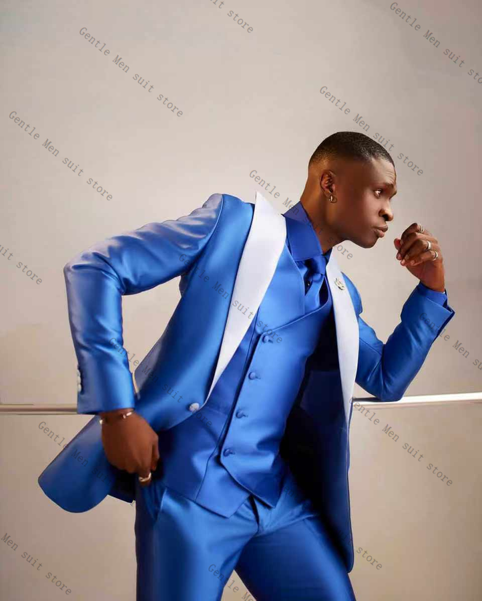Lichtblauw Satijn Mannen Pak S - Men Formal Wear Blue recensie en prijs