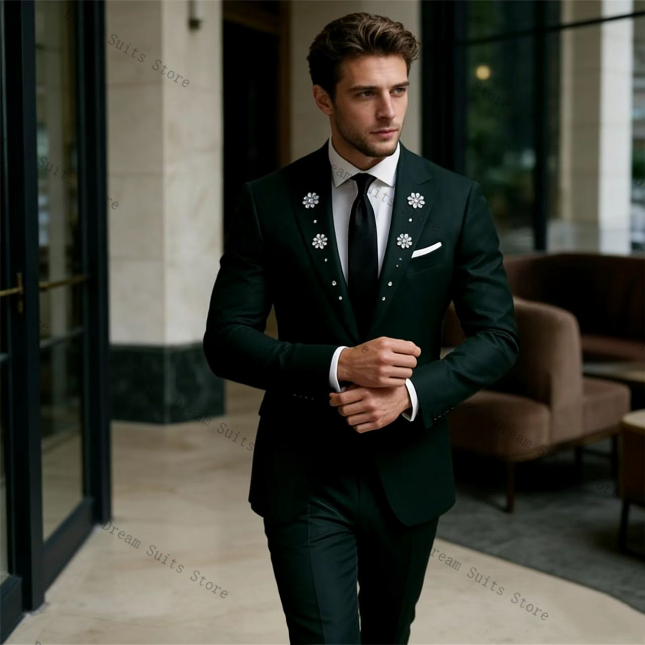 Kristallen Mannen Pak Set 2 St - Men Formal Wear Green recensie en prijs