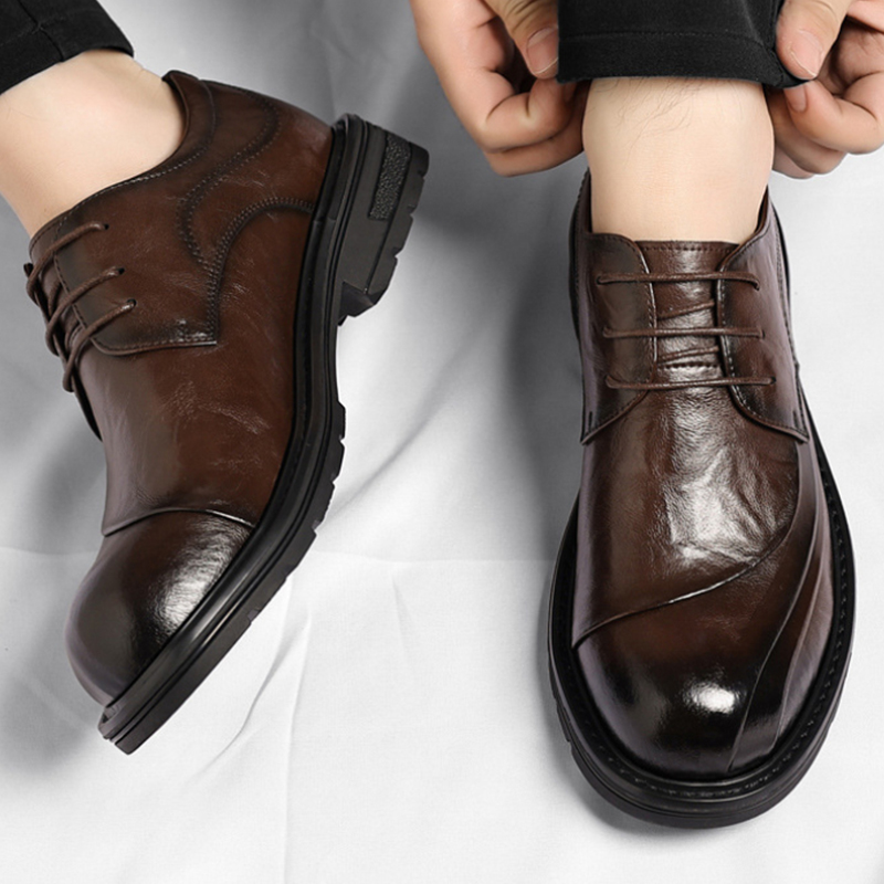Bruin gepolijst echt leer met  - Men'S Formal Wear In Wedding recensie en prijs