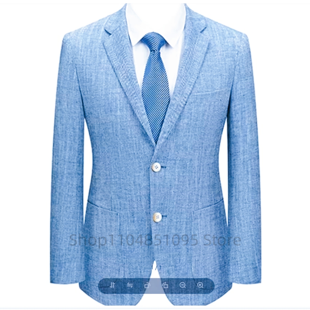 Heren Slim Fit Linnen Pak Blaz - Men Formal Wear Blue recensie en prijs