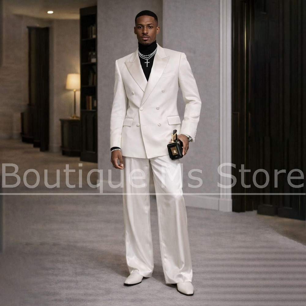 Witte satijnen pak voor heren, - Men'S Formal Wear In Wedding recensie en prijs