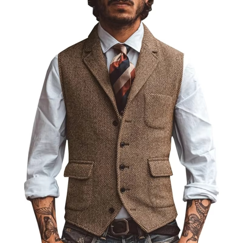 Retro Tweed herenvest met visg - Men'S Formal Wear Waistcoat recensie en prijs