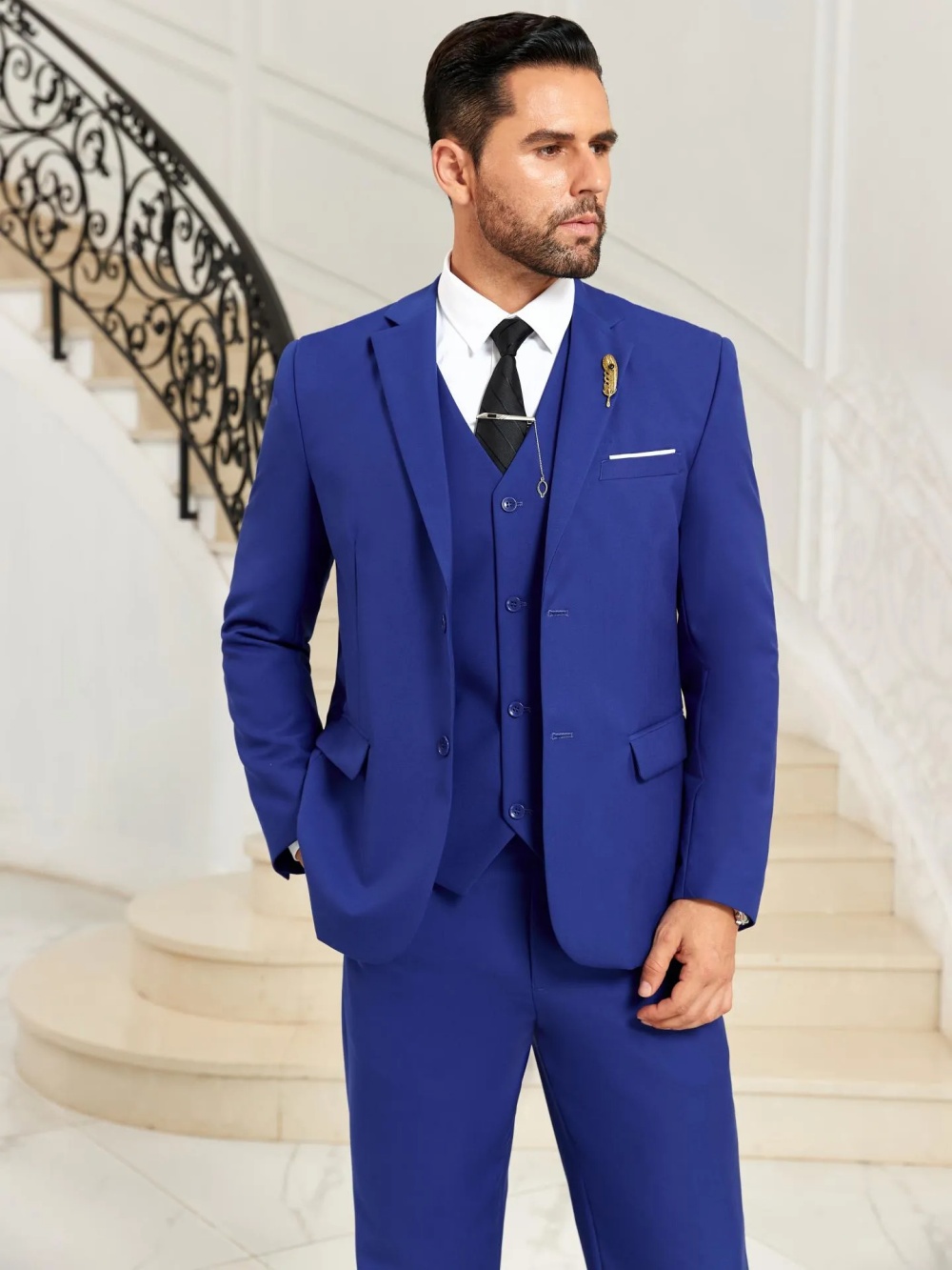Nieuwe Blauwe Heren Slim Fit P - Men Formal Wear Blue recensie en prijs
