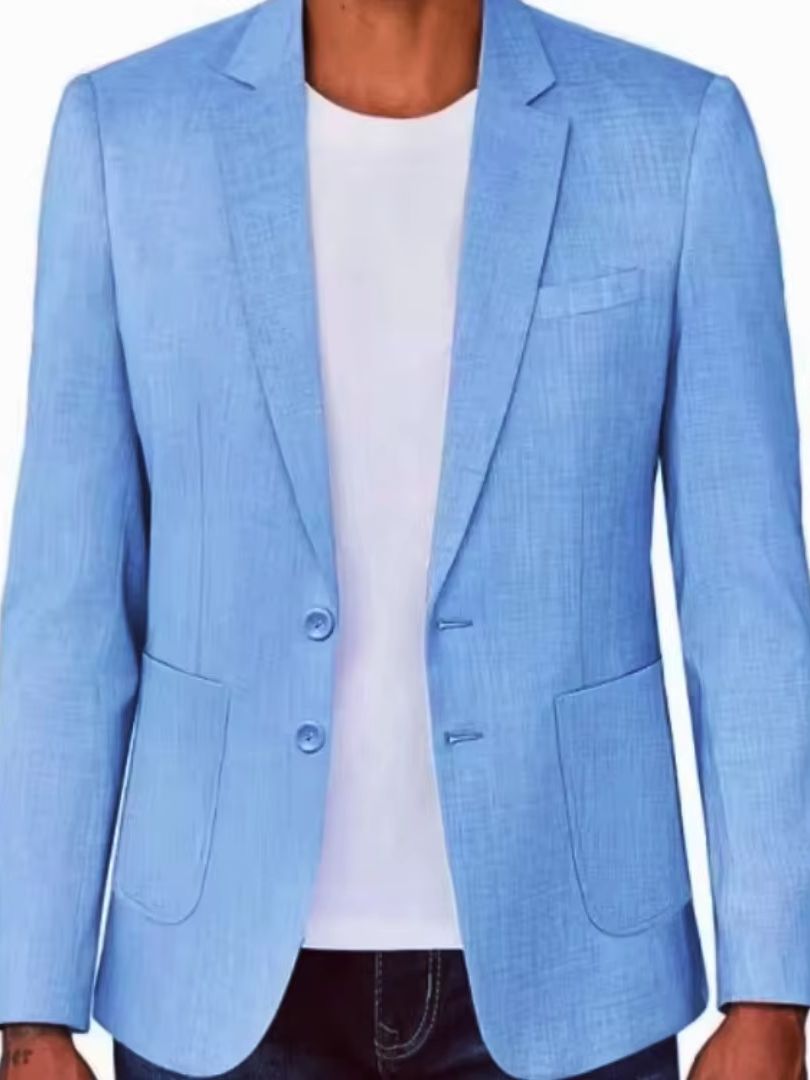 Slim Fit Heren Beige/Blauw Lin - Men Formal Wear Blue recensie en prijs