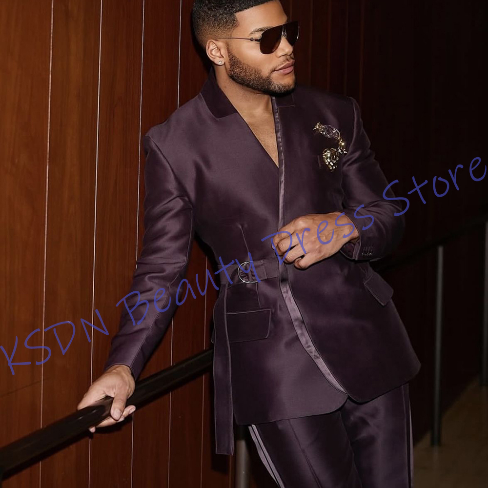 Elegant paars satijnen herenpa - Men Formal Wear Purple recensie en prijs