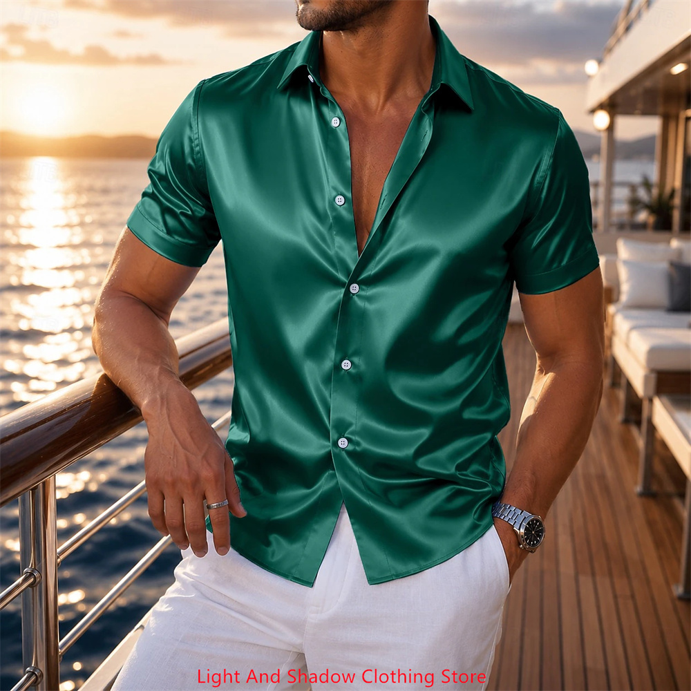 Heren satijnen overhemd met ko - Men Formal Wear Shirts recensie en prijs