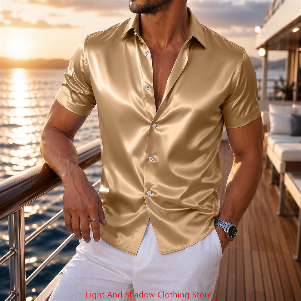 Heren satijnen overhemd met ko - Men Formal Wear Shirts recensie en prijs