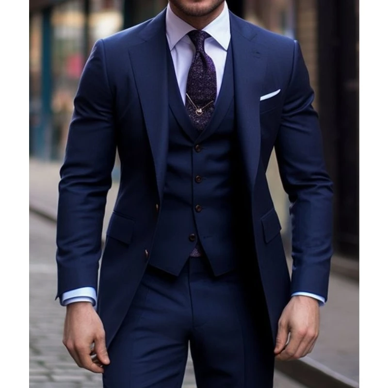 Marineblauwe 3 Stuks Casual Ma - Men Formal Wear Blue recensie en prijs