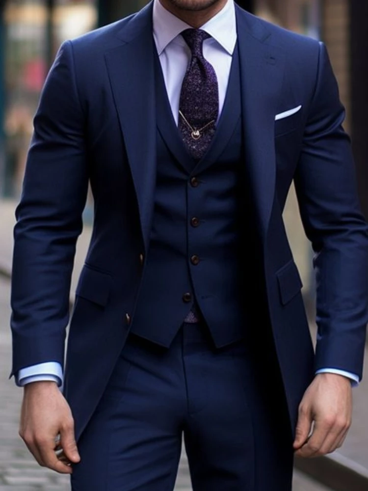 Marineblauwe 3 Stuks Casual Ma - Men Formal Wear Blue recensie en prijs