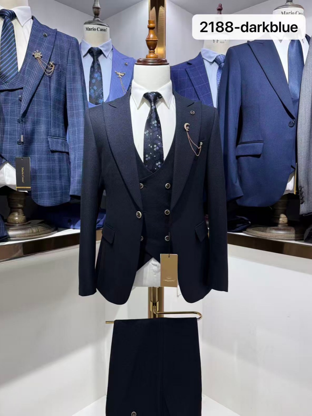 Donkerblauw Herenpak 3-delig,  - Men Formal Wear Blue recensie en prijs