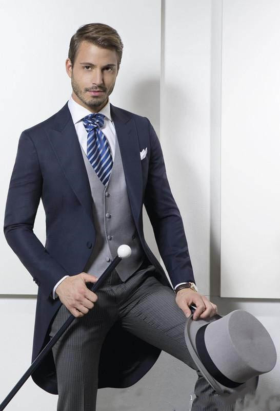 Op maat gemaakte bruidegomslip - Men Formal Wear Blue recensie en prijs