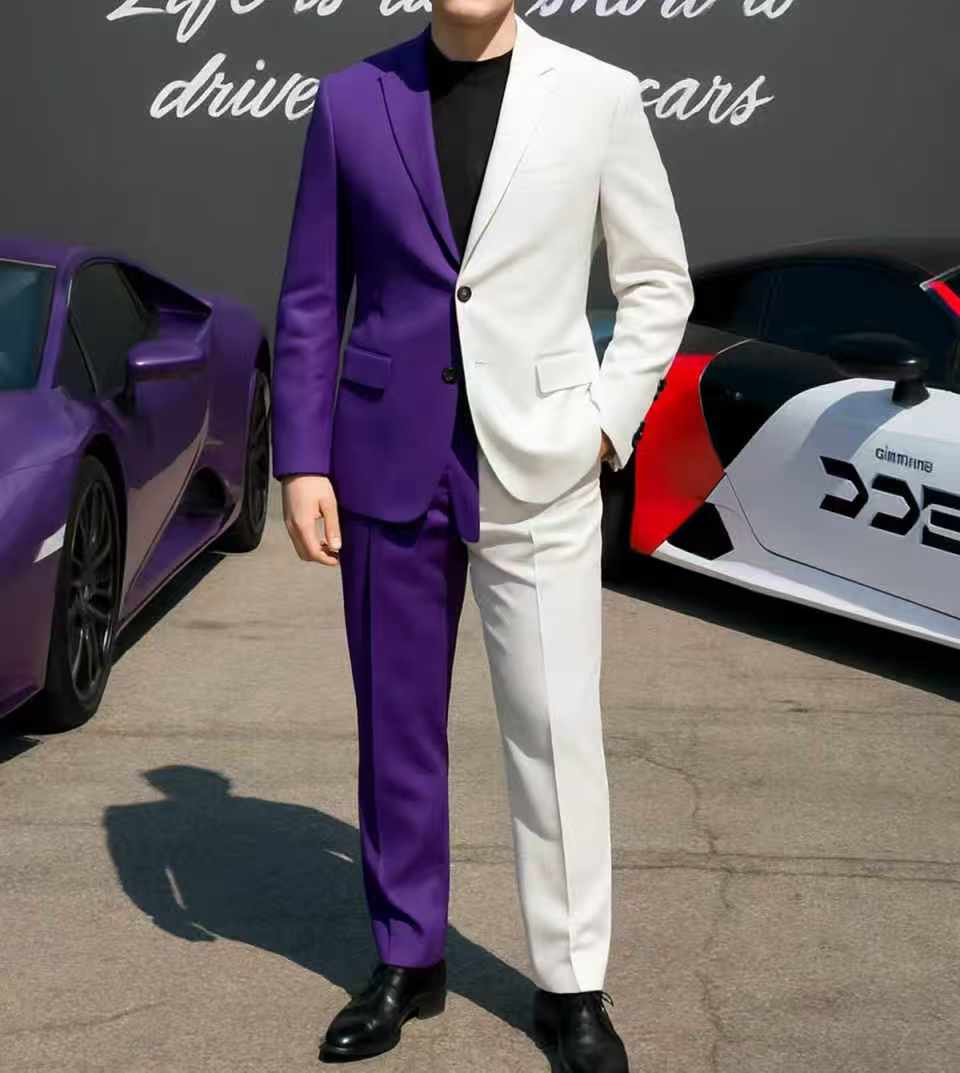 Paars Wit Mannen Pak Set 2-del - Men Formal Wear Purple recensie en prijs