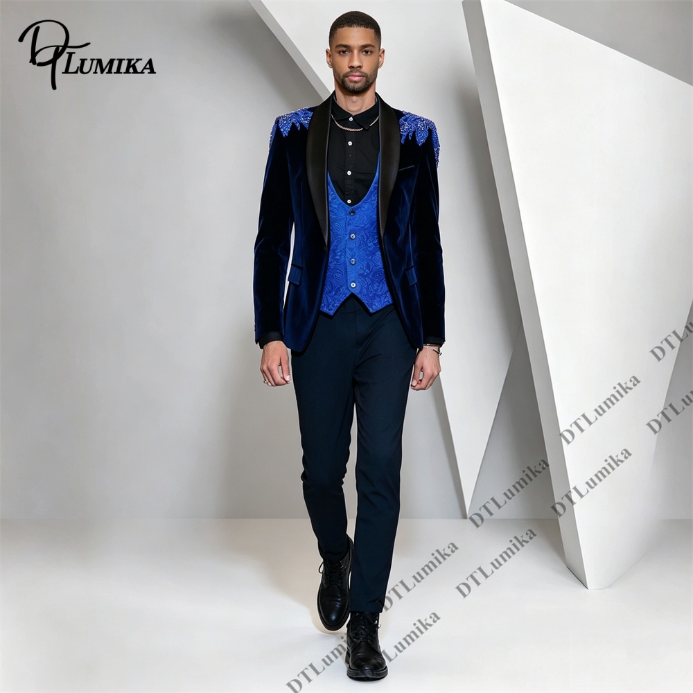 Peagent Mannen 3 Stuk Fluwelen - Formal Wear For Men Black Suit recensie en prijs