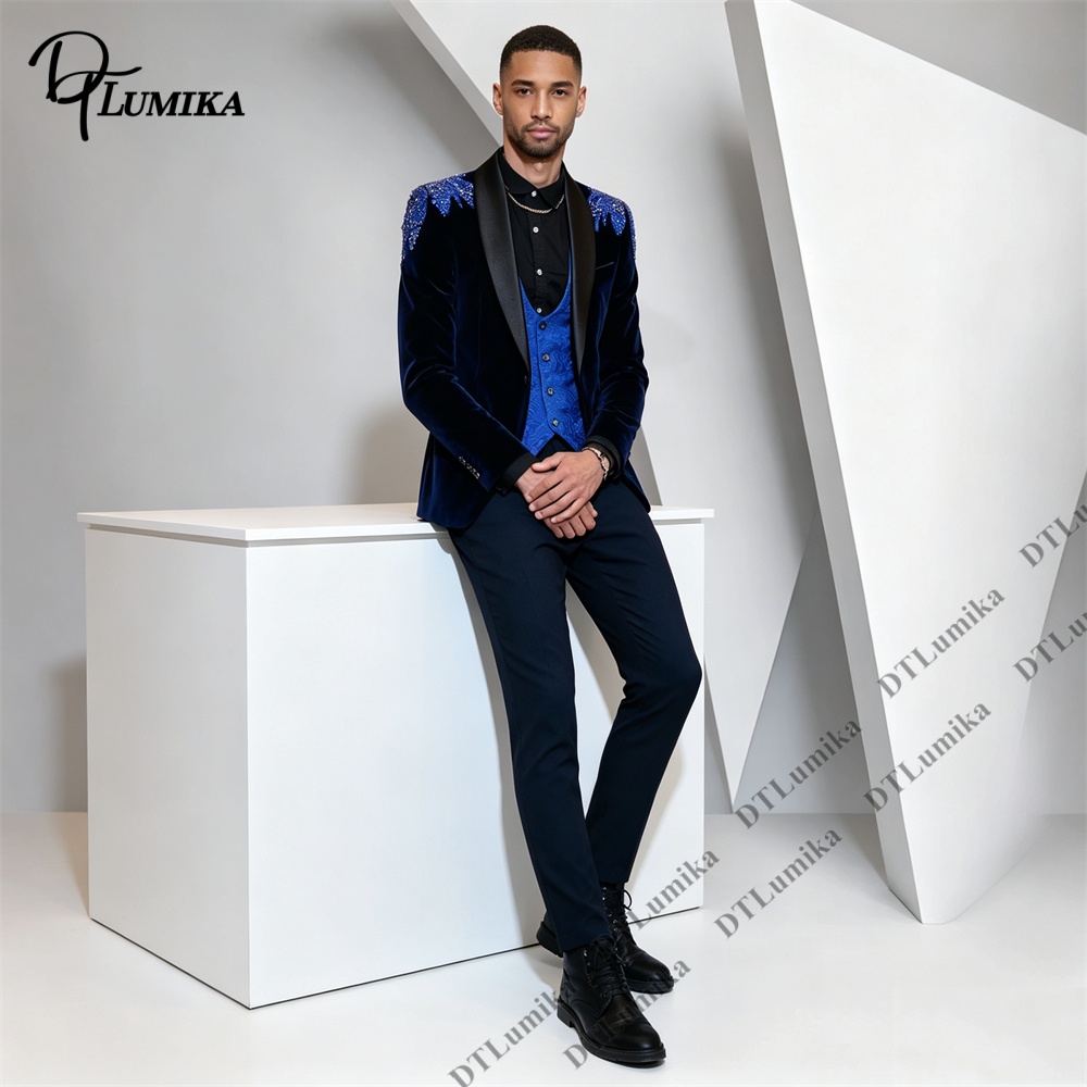Peagent Mannen 3 Stuk Fluwelen - Formal Wear For Men Black Suit recensie en prijs