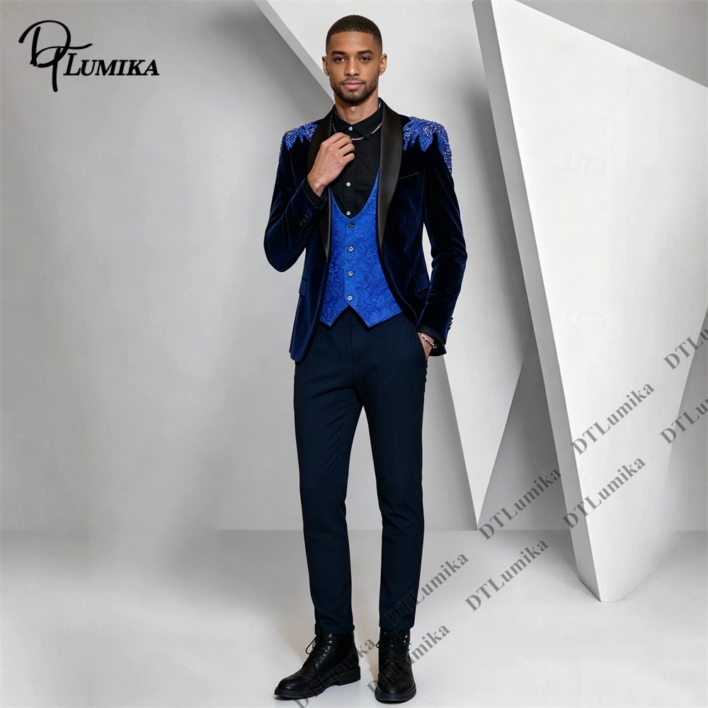 Peagent Mannen 3 Stuk Fluwelen - Formal Wear For Men Black Suit recensie en prijs
