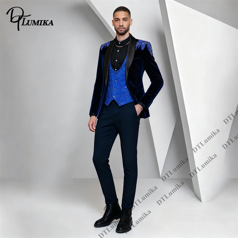 Peagent Mannen 3 Stuk Fluwelen - Formal Wear For Men Black Suit recensie en prijs
