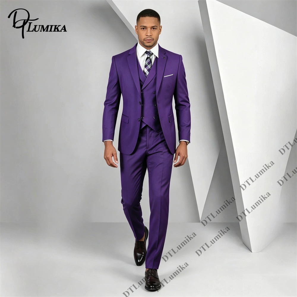 Heren 3-delig paars pak, slim  - Men Formal Wear Purple recensie en prijs