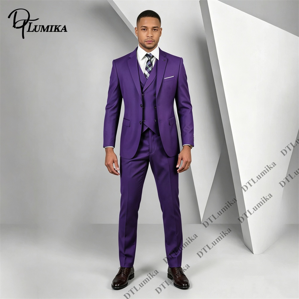 Heren 3-delig paars pak, slim  - Men Formal Wear Purple recensie en prijs