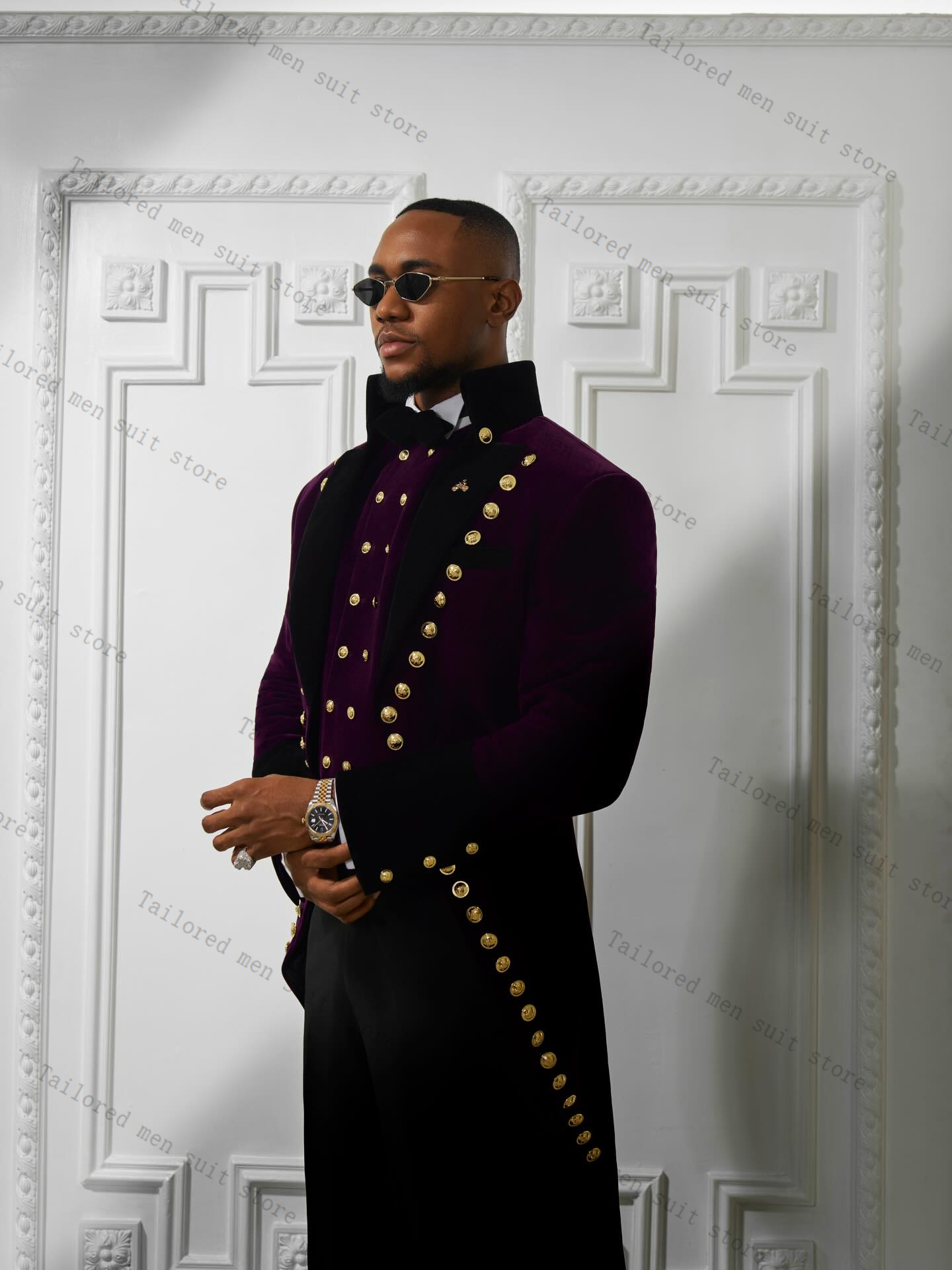 Paarse mannen pakken broek set - Men Formal Wear Purple recensie en prijs
